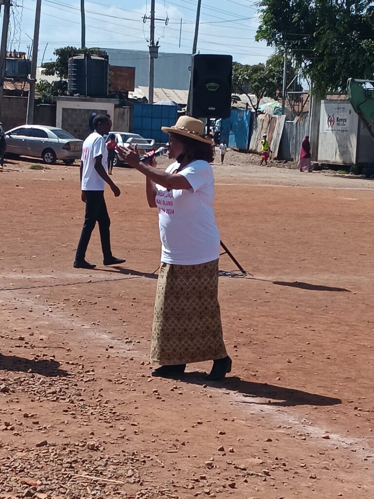 woman with a microphone on the street